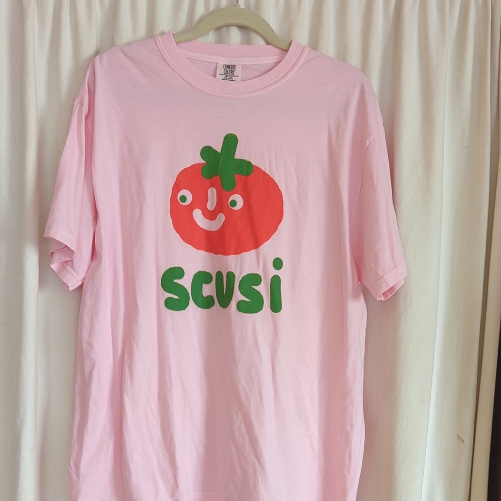 Comfort Colors Pink Short Sleeve Tee with Tomato Graphic